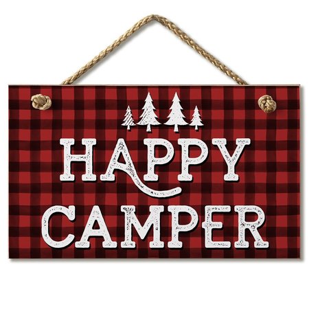 HIGHLAND WOODCRAFTERS Happy Camper Hanging Sign 9.5 x 5.5 4103172